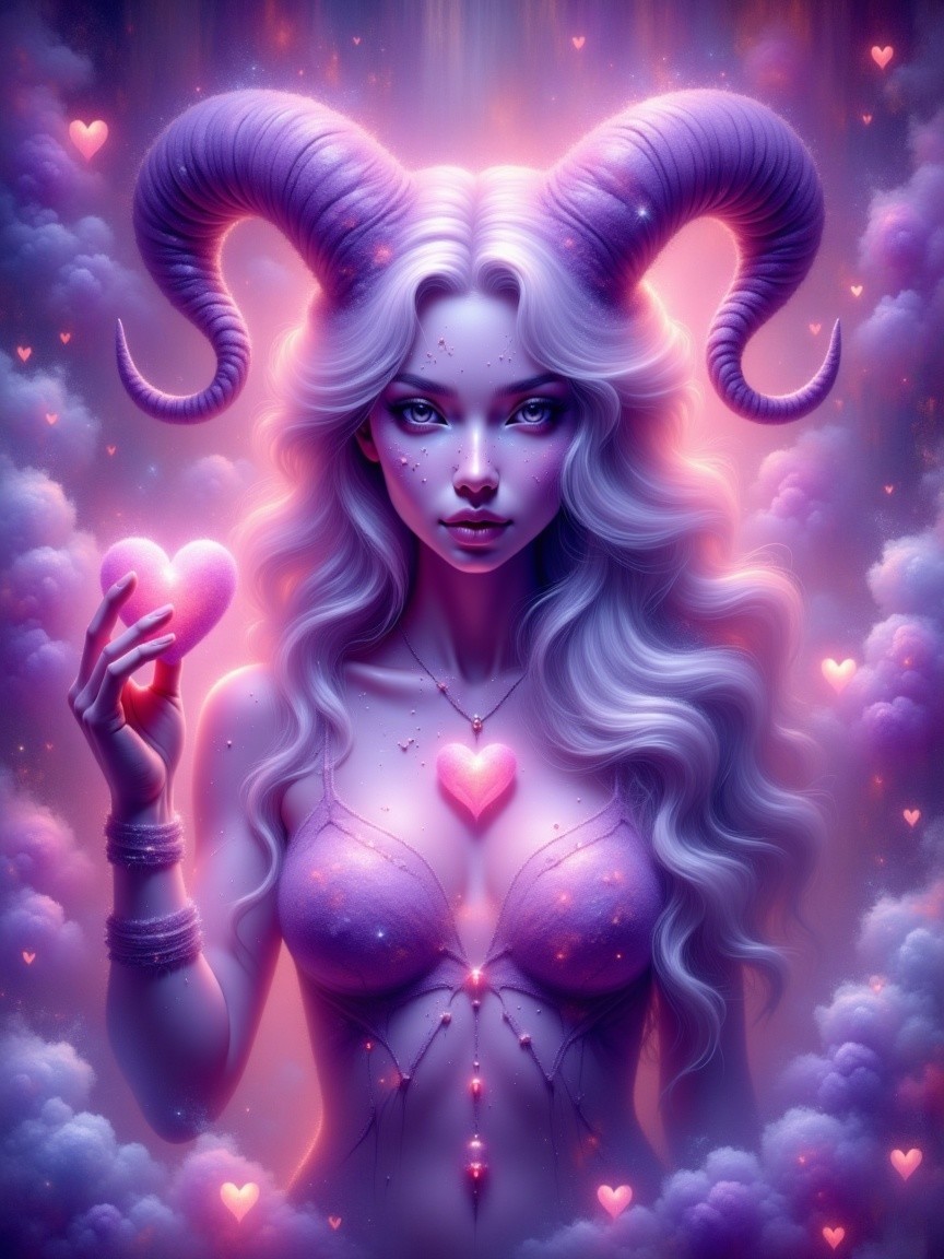 Mystical figure with silver hair and glowing heart
