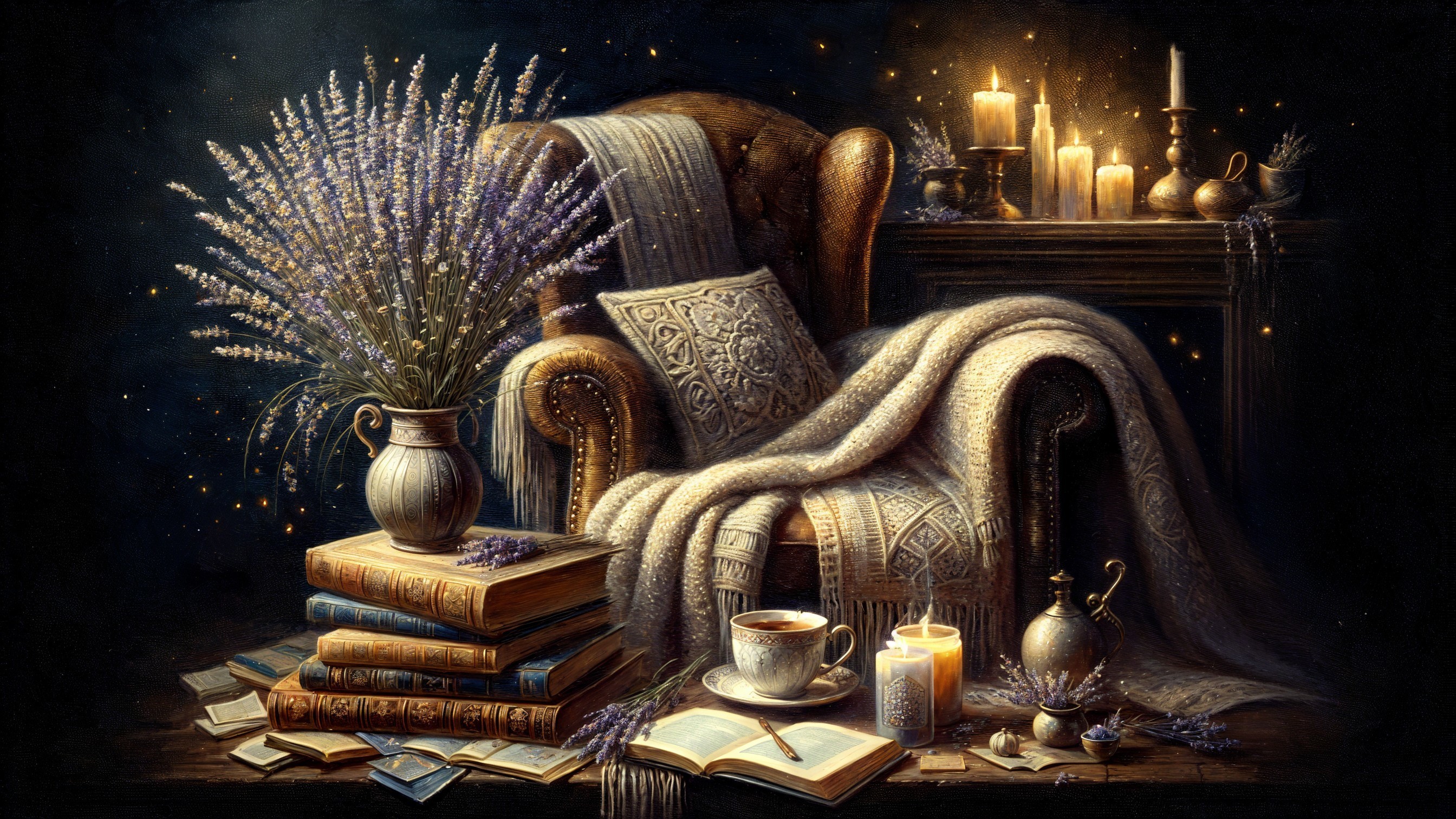 Cozy reading nook with vintage armchair and decor