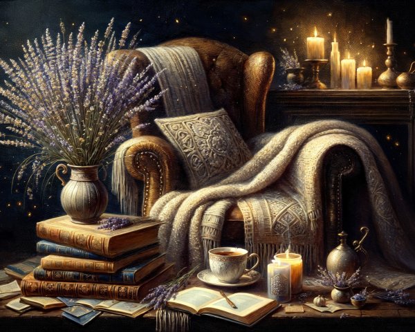 Cozy reading nook with vintage armchair and decor