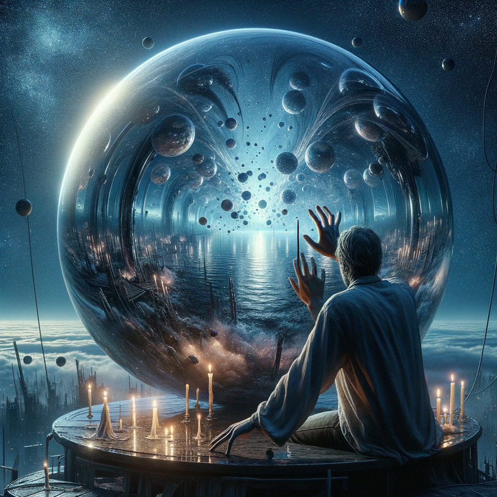 Cosmic Landscape with Figure Contemplating a Portal