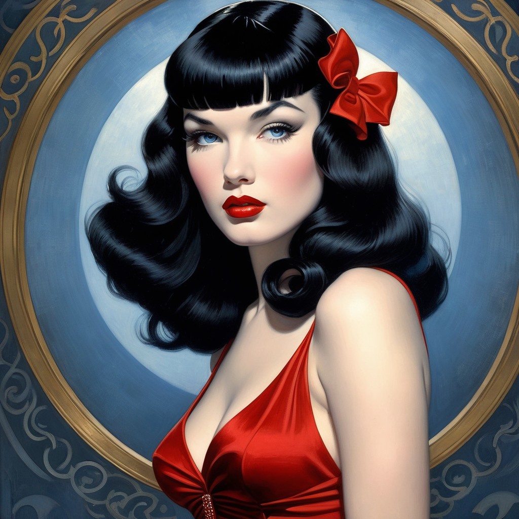 Glamorous Woman in Vintage Pin-Up Style Portrait