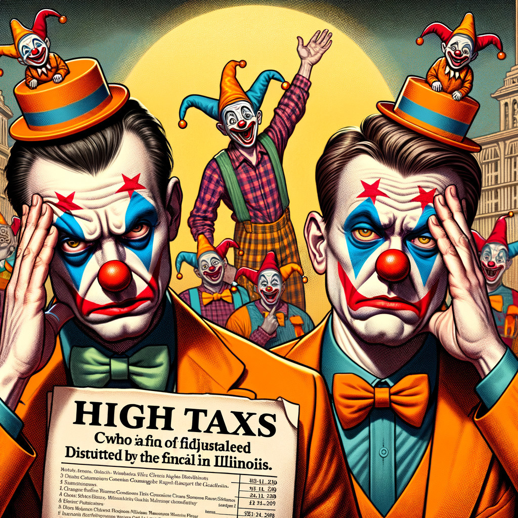 Clowns in Colorful Costumes Address Taxation Theme