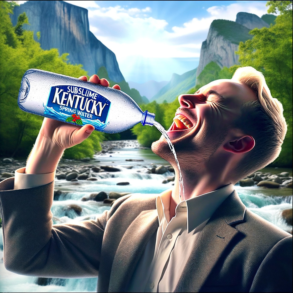 Man in Suit Enjoys Sublime Kentucky Spring Water Outdoors