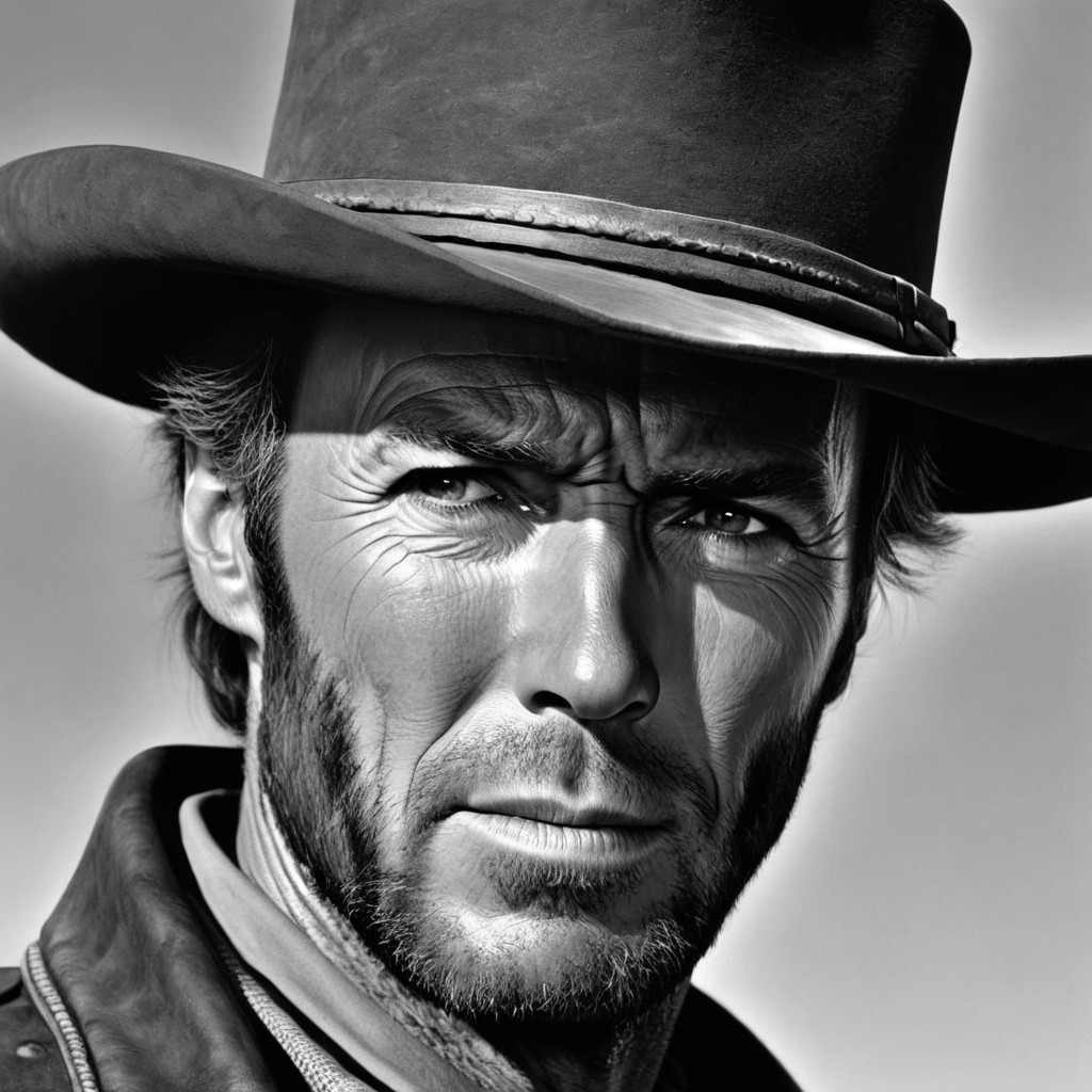Close-up Black-and-White Portrait of Rugged Man
