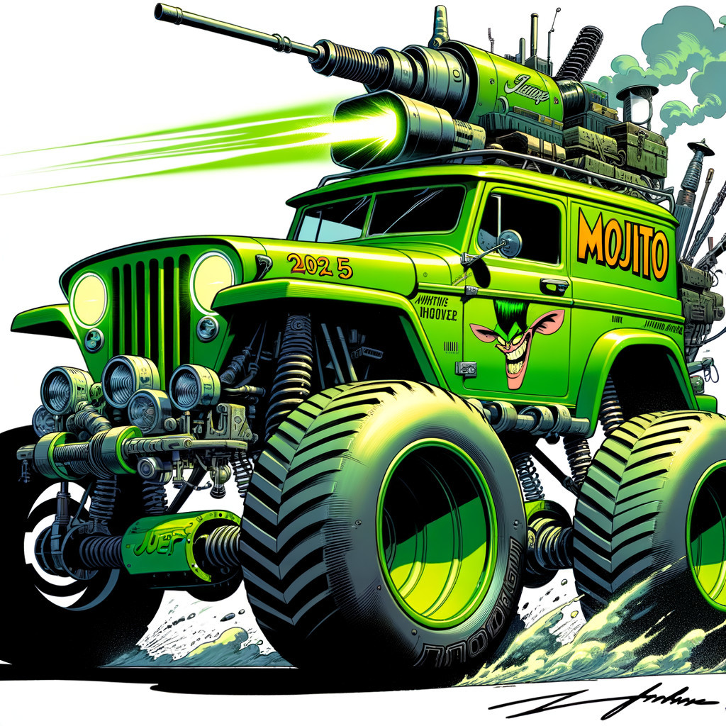 Vibrant Green Custom Vehicle with Turret and Rugged Design