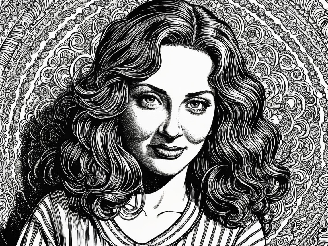 Black and white illustration of a confident woman