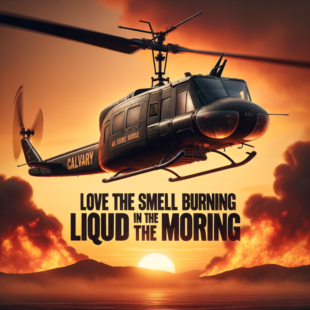 Helicopter Against Vibrant Sunset with CALVARY Displayed