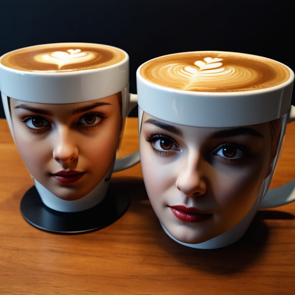 Unique Coffee Mugs with Realistic Female Face Designs