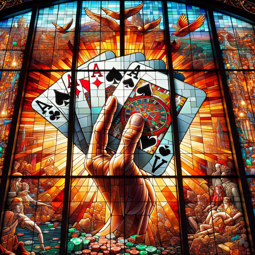 Vibrant Stained Glass Window of Casino Elements