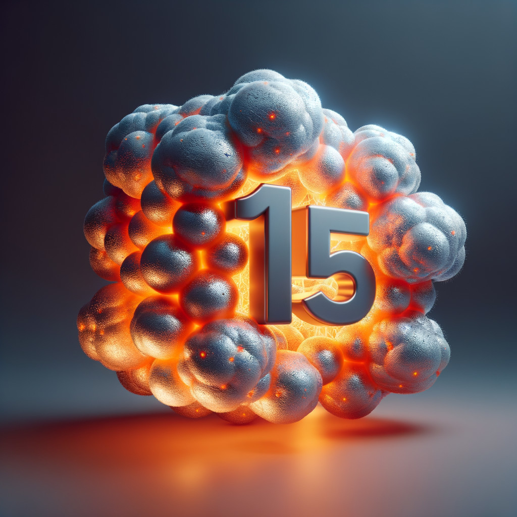 Textured Cluster of Glowing Spheres with Number 15
