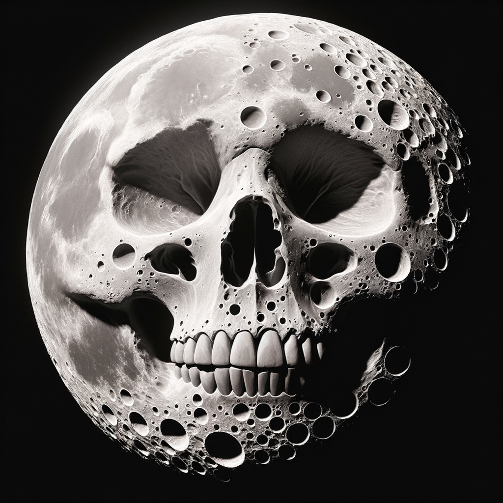 Full Moon Transformed into a Skull with Textures