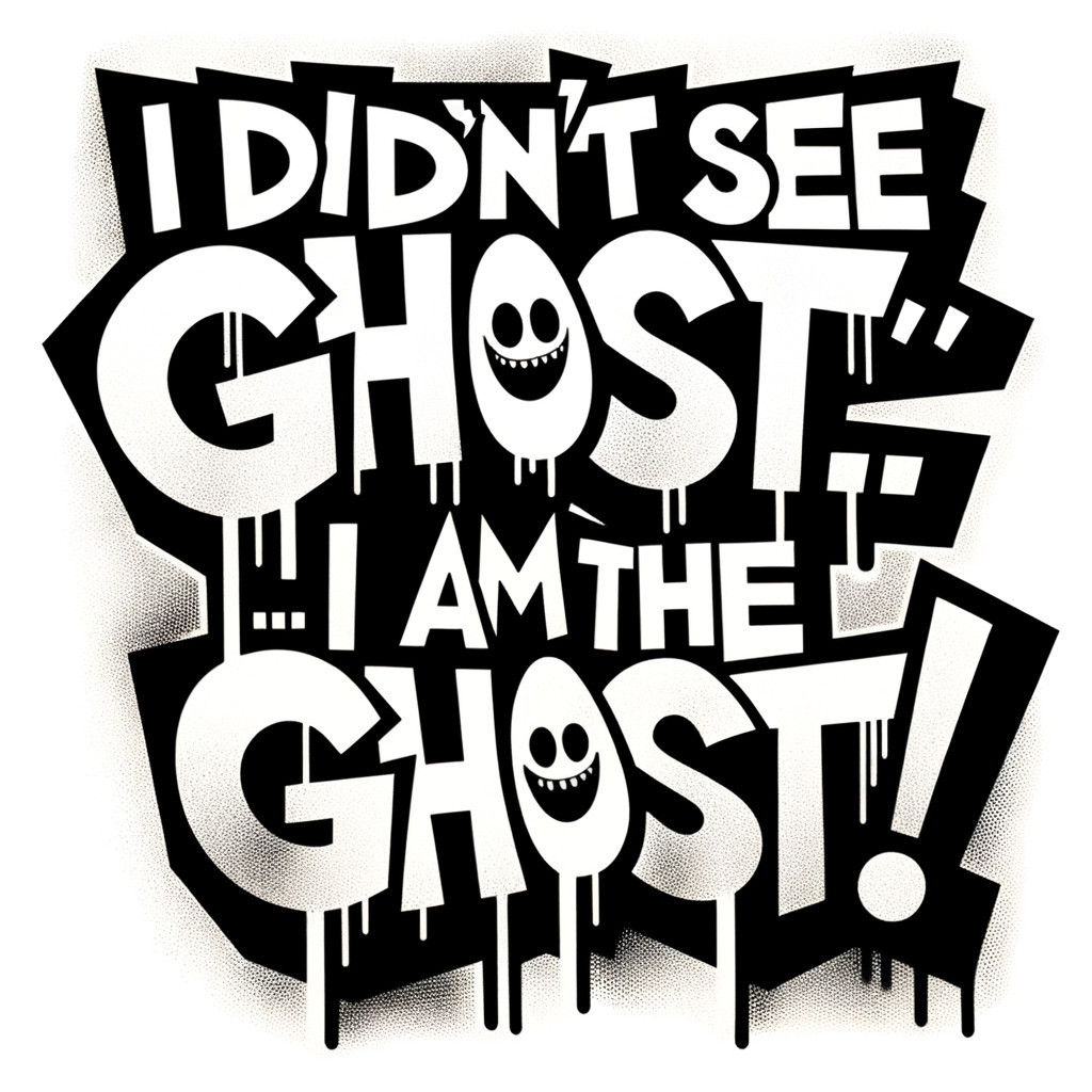 Bold Graffiti-Style Typography with Ghost Illustration