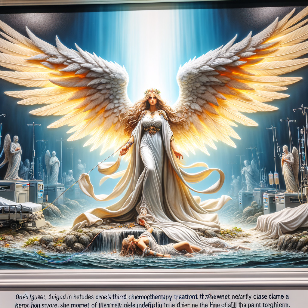 Majestic angel with luminous wings in serene landscape