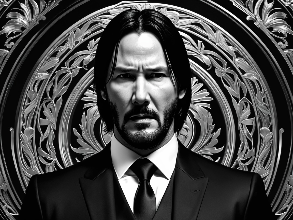 Dramatic Black-and-White Portrait of a Man in Suit