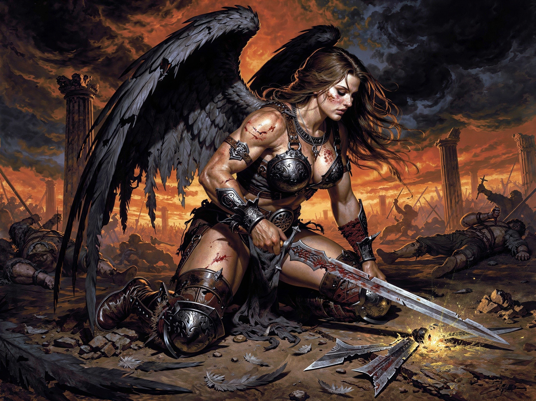 Detailed Digital Painting of a Female Angel Warrior