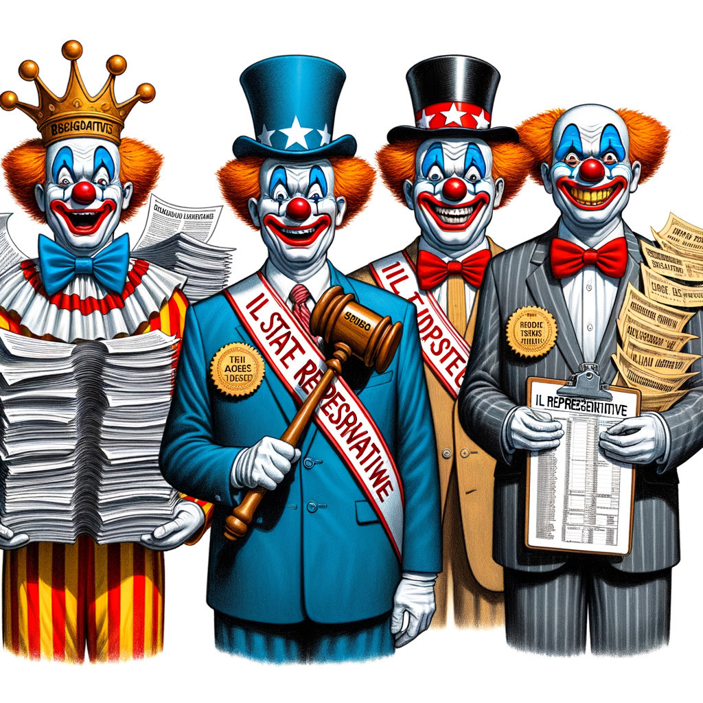 Clowns in Colorful Outfits with Distinct Accessories