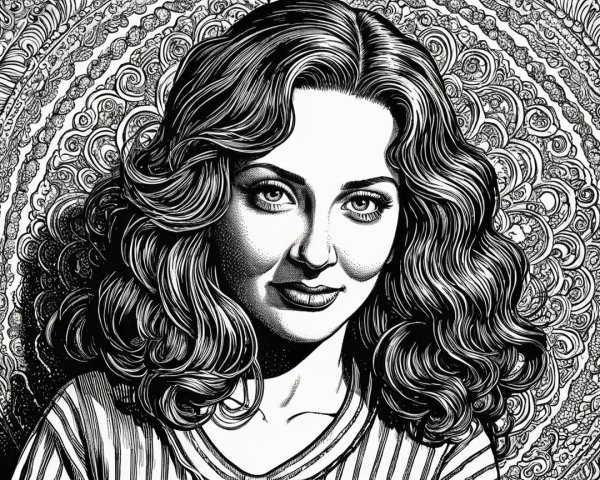 Black and white illustration of a confident woman