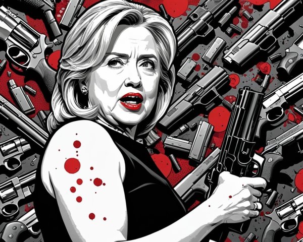 Dramatic portrayal of a woman with a handgun