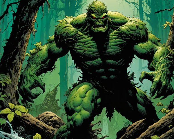 Formidable Creature in a Dense Green Forest