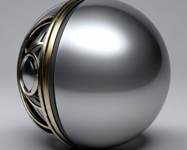 Sleek Metallic Sphere with Gold Ring and Intricate Details