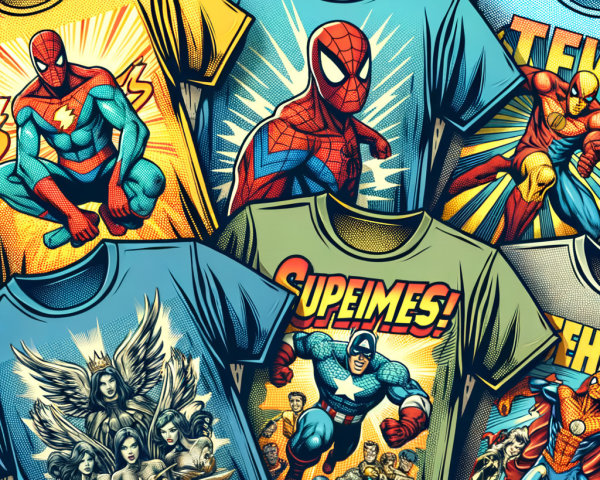 Vibrant Superhero-Themed T-Shirt Collection Overview