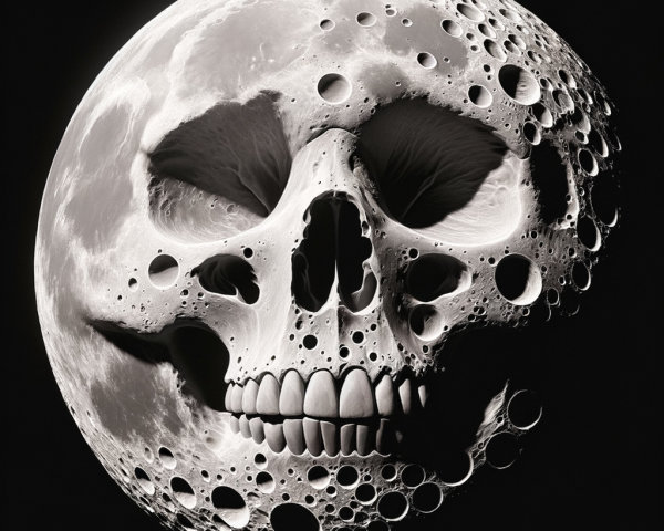 Full Moon Transformed into a Skull with Textures