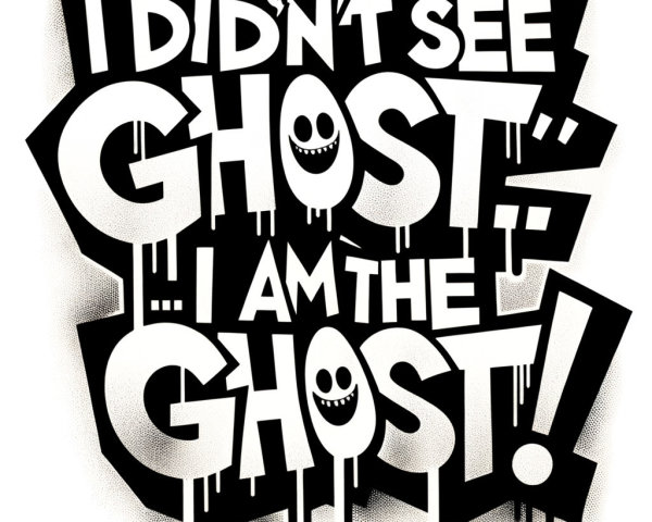 Bold Graffiti-Style Typography with Ghost Illustration
