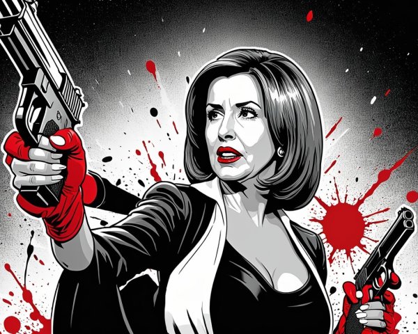 Fierce Female Character in Dramatic Graphic Art Style