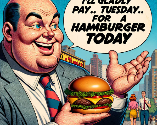 Cheerful man in suit with hamburger in city setting