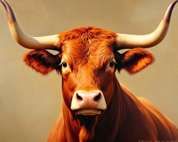 Close-Up Portrait of a Majestic Orange-Brown Bull