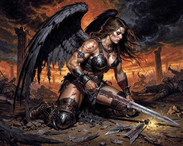 Detailed Digital Painting of a Female Angel Warrior