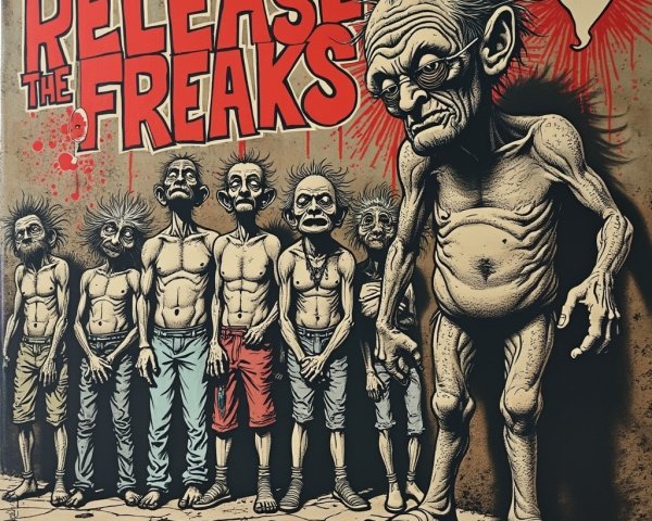 Vibrant Art Piece with Quirky Humanoid Figures