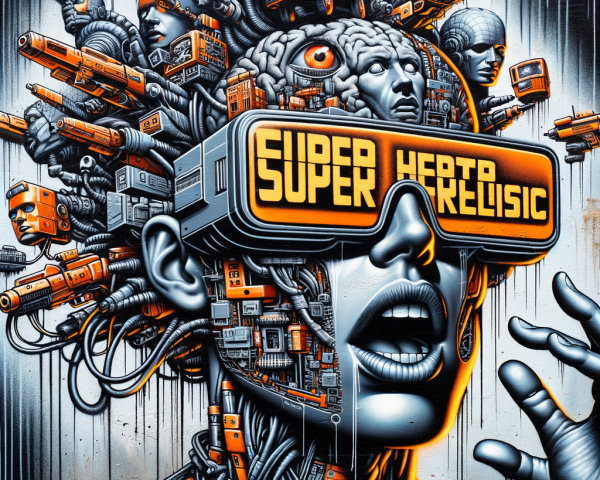 Vibrant Mural of Woman with Futuristic Glasses