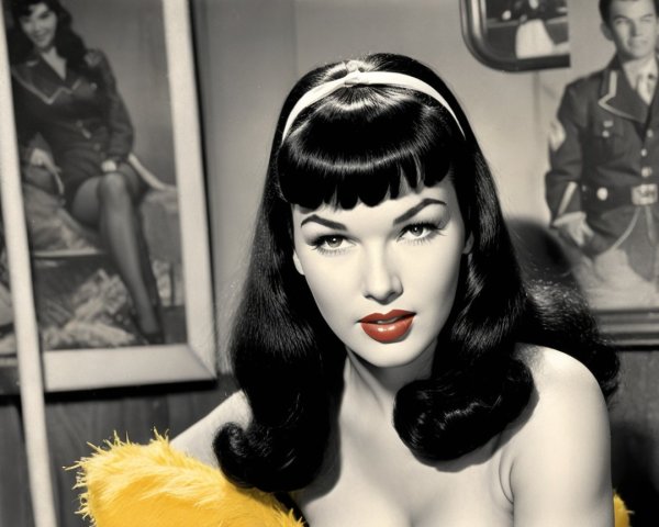 Close-up of Woman with Headband and Red Lipstick