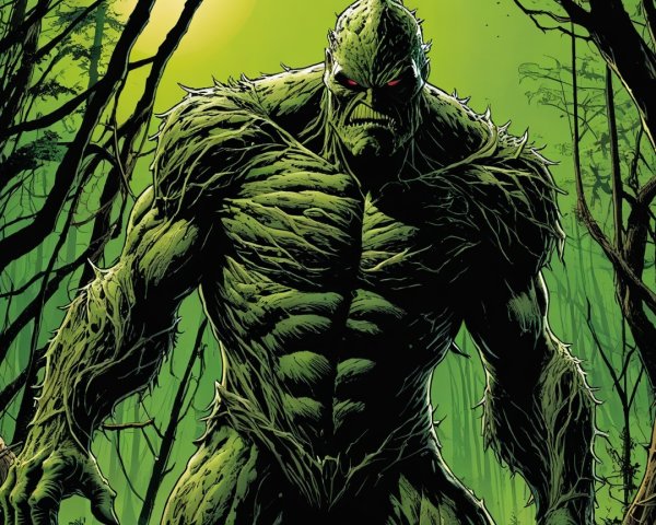 Muscular Humanoid Creature in Dense Green Forest