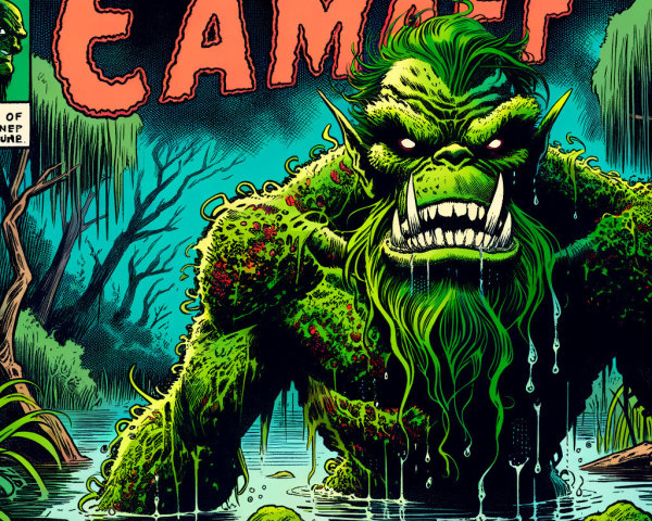 Mysterious Creature in Foggy Swamp Environment