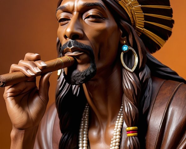 Detailed Statue of Regal Figure in Traditional Attire