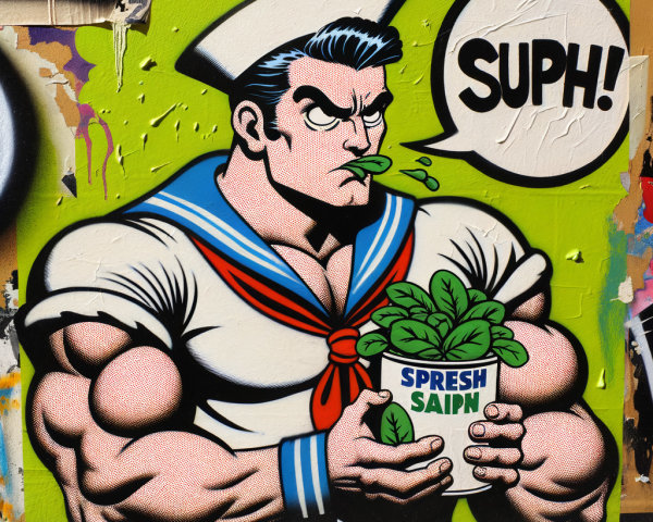 Muscular Sailor in Classic Outfit with Leafy Greens