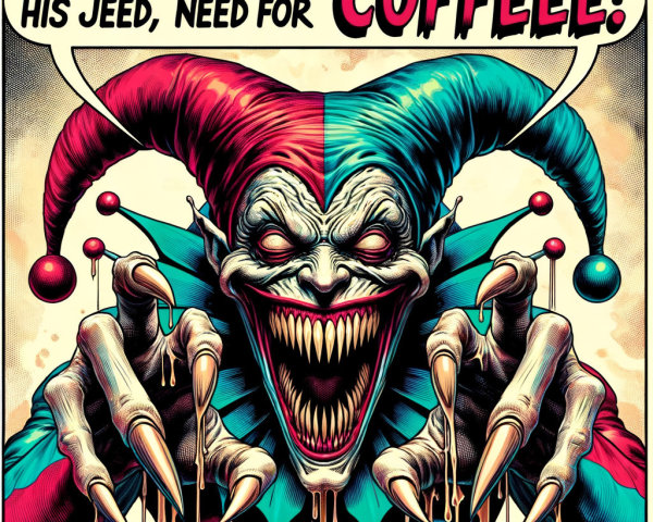 Menacing Jester with Vibrant Face Paint and Claws