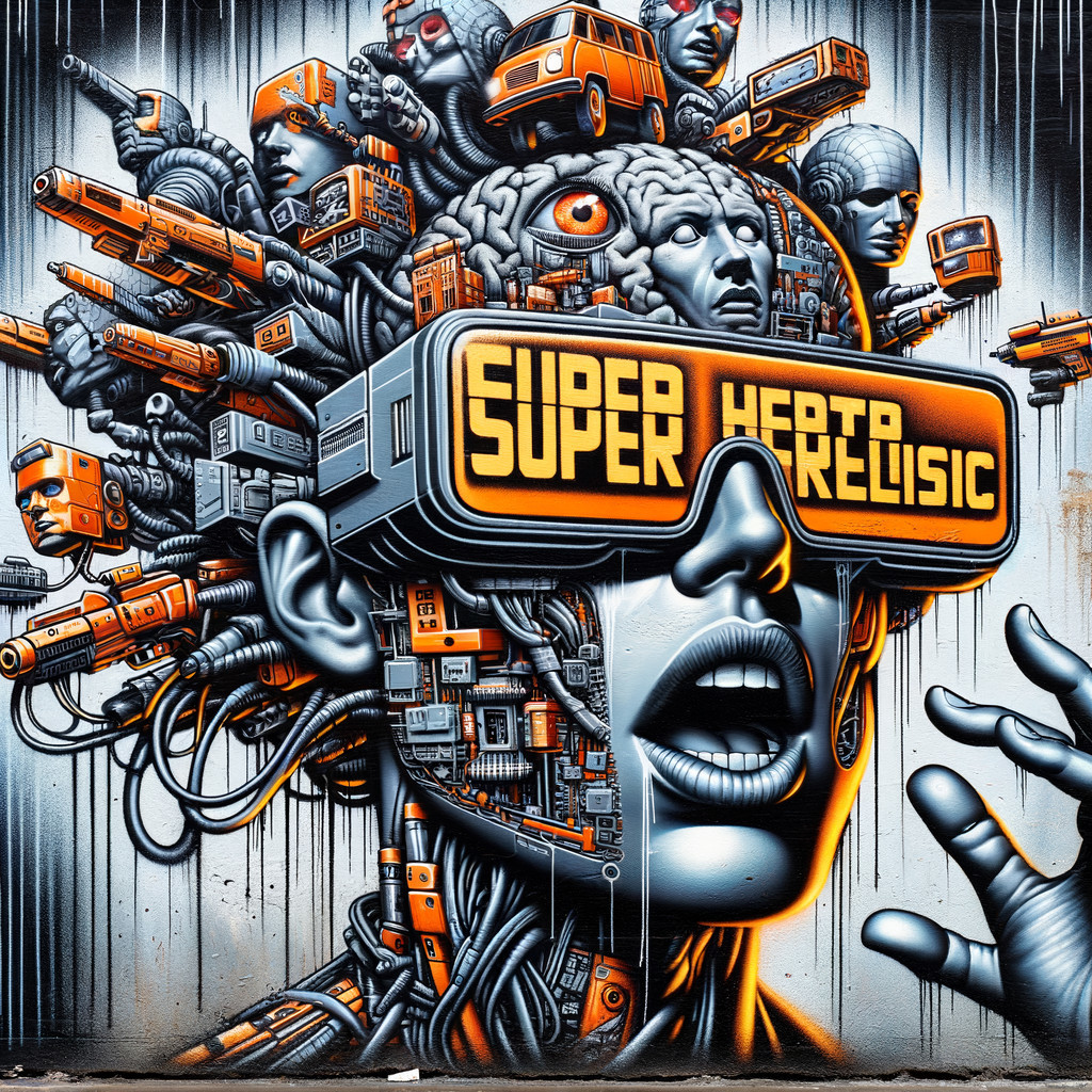 Vibrant Mural of Woman with Futuristic Glasses