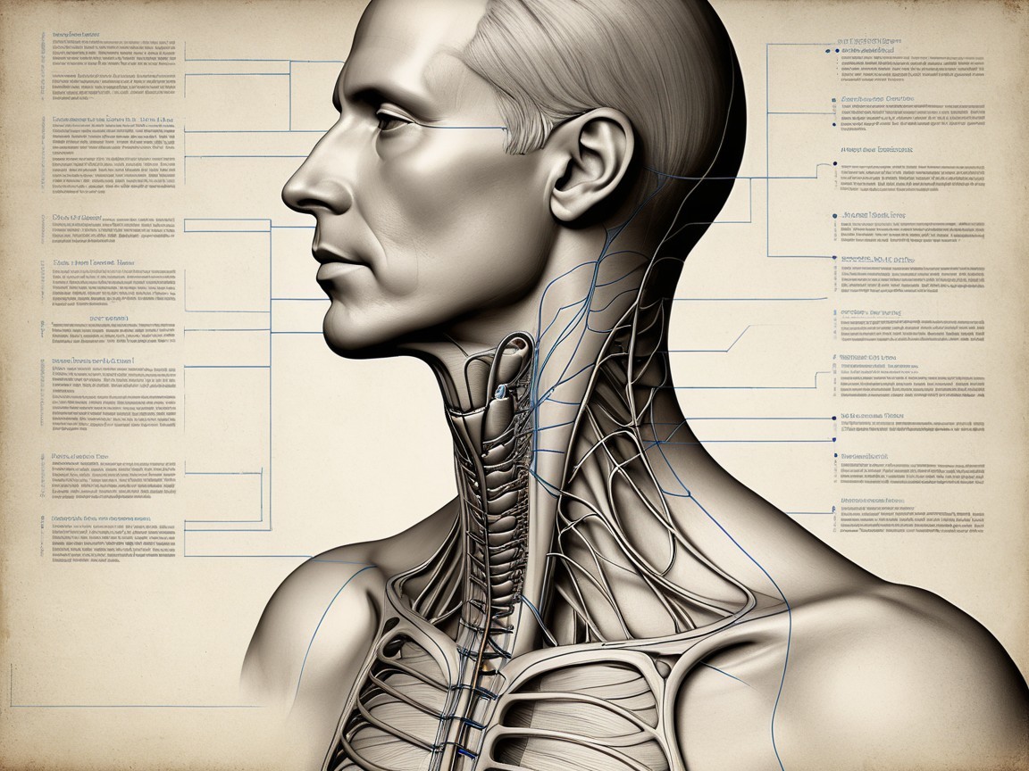 Anatomical Illustration of Human Neck and Head Profile