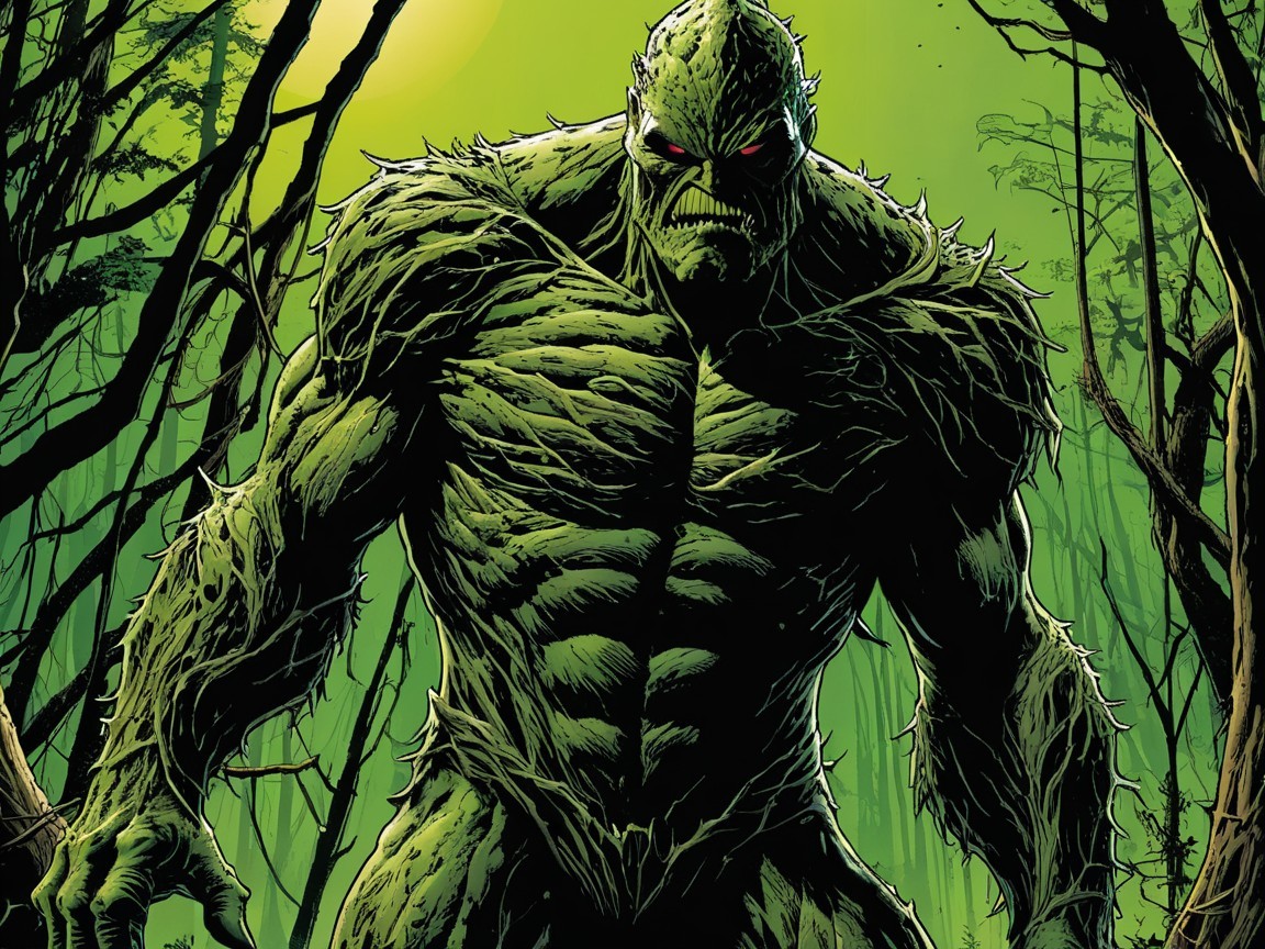 Muscular Humanoid Creature in Dense Green Forest