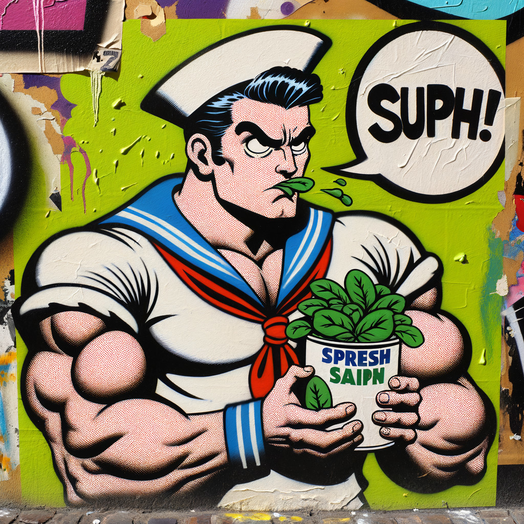 Muscular Sailor in Classic Outfit with Leafy Greens