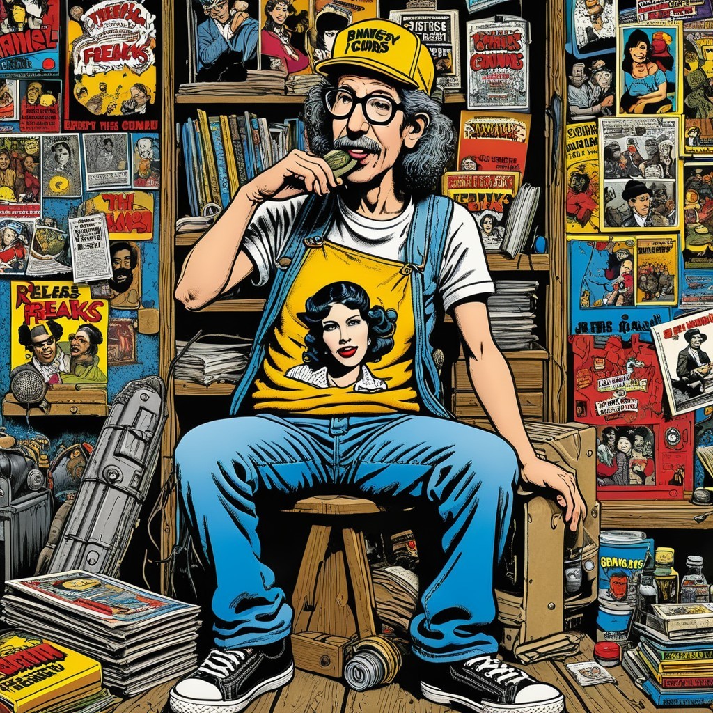 Quirky Character in Cluttered Room with Memorabilia