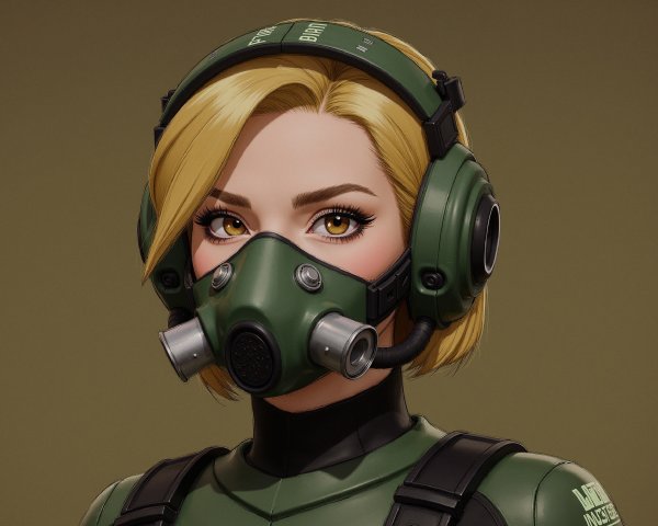 Stylized female character in tactical outfit with headset