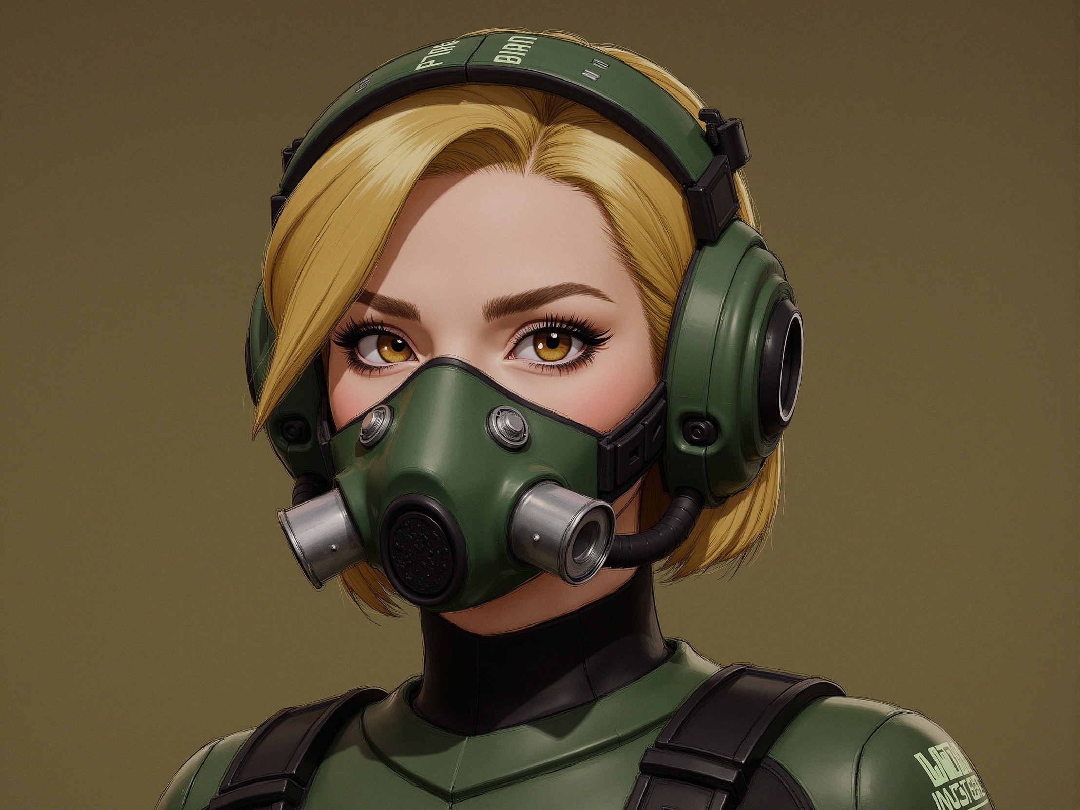 Stylized female character in tactical outfit with headset