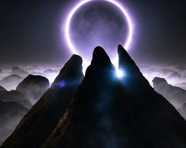 Alien Planet with Rugged Mountains and Foggy Atmosphere