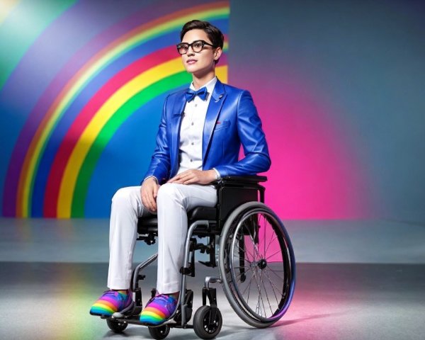 Stylish Individual in Wheelchair with Colorful Attire
