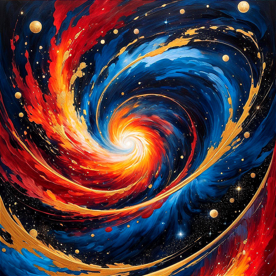 Vibrant Abstract Galaxy with Colorful Swirls and Stars