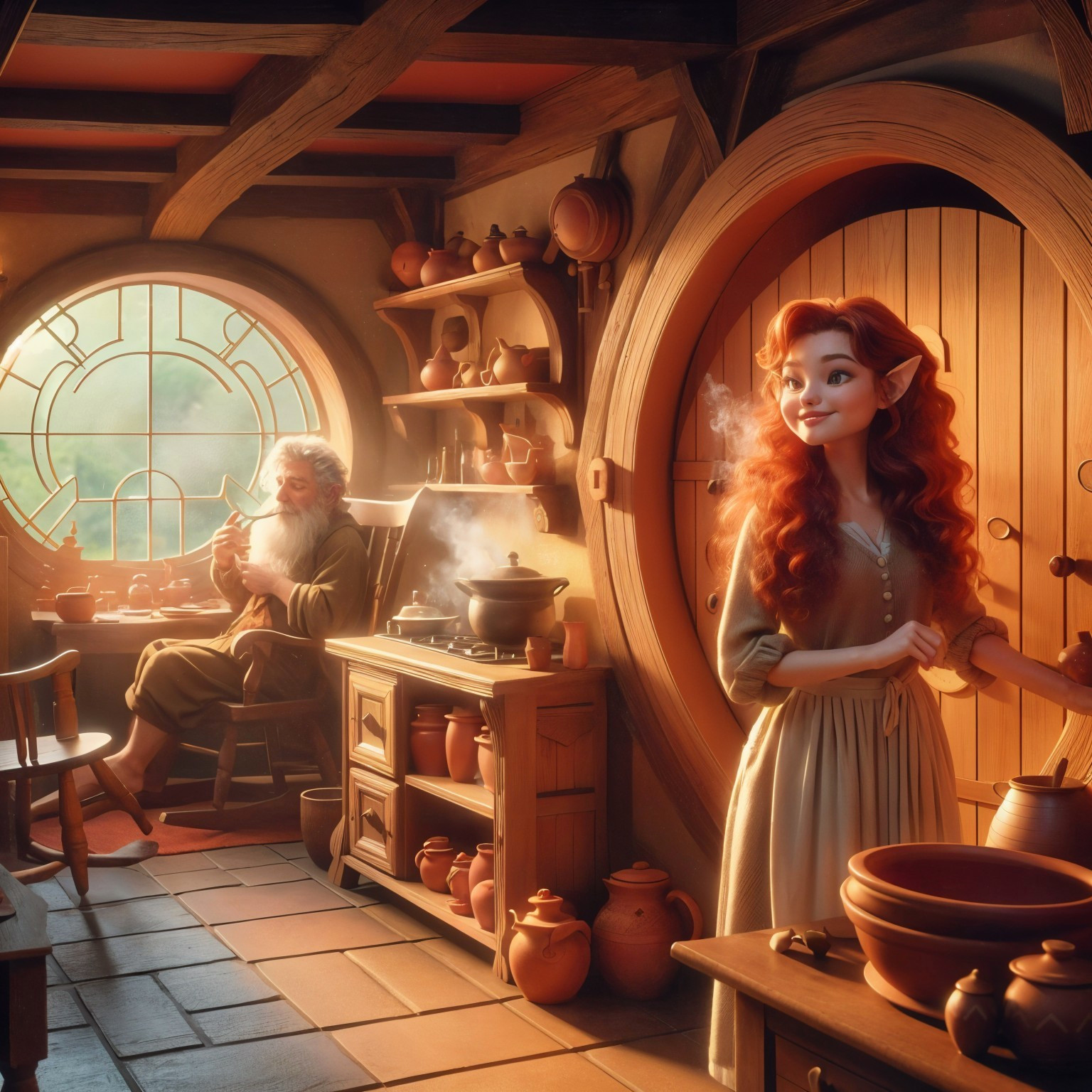 Cozy cottage interior with sunlight and rustic decor